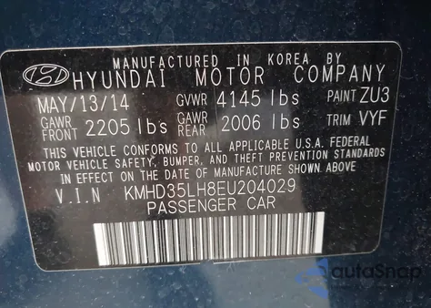 2014 Hyundai Elantra Gt from USA, damaged, VIN KMHD35LH8EU204029